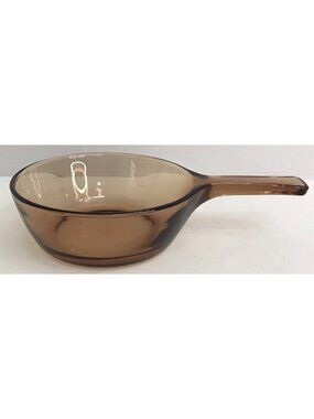 Vintage Corning Ware Visions Amber Brown Glass .5 Liter Small Sauce Pan No Lid A